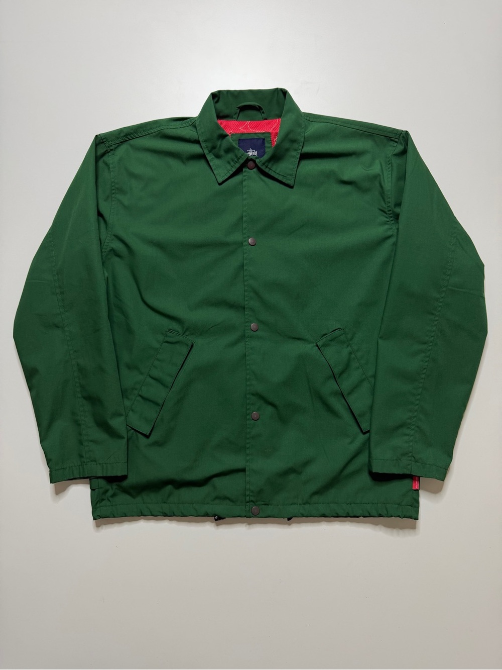 Vintage Stussy Mesh Lined Coach Jacket Mens Medium Forest Green Relaxed Fit Y2K